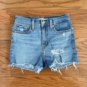 Levi's Distressed Jean Shorts Womens 26 Blue High Rise Cut Off Micro Summer